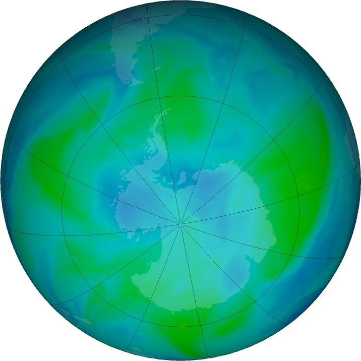 Antarctic ozone map for 27 January 2023